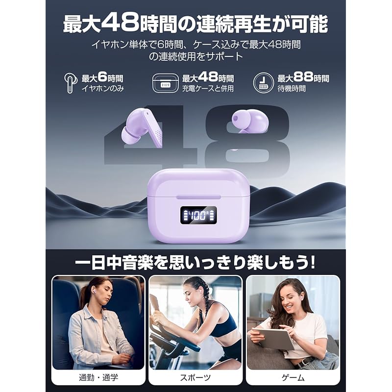 Wireless Earphones Bluetooth Earphones Karuna Type Earphones Bluetooth Small/lightweight Bluetooth Earphones LED Numerical Power Display Hi-Fi Sound
