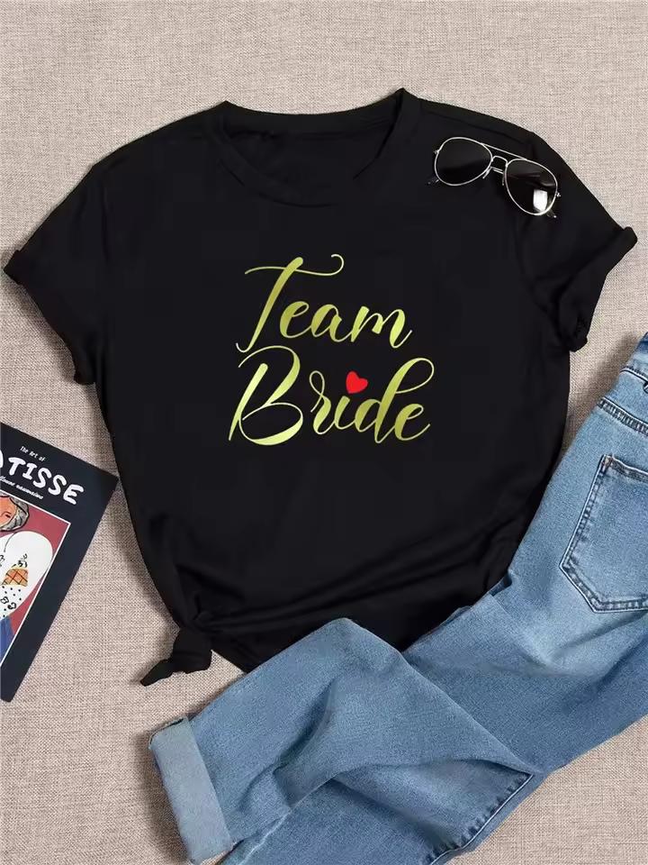 2026 Team Bride Bachelorette Wedding Party Woment-Shirts Fashion Clothing Short Sleeve Clothes Cute Young Girl T Shirt