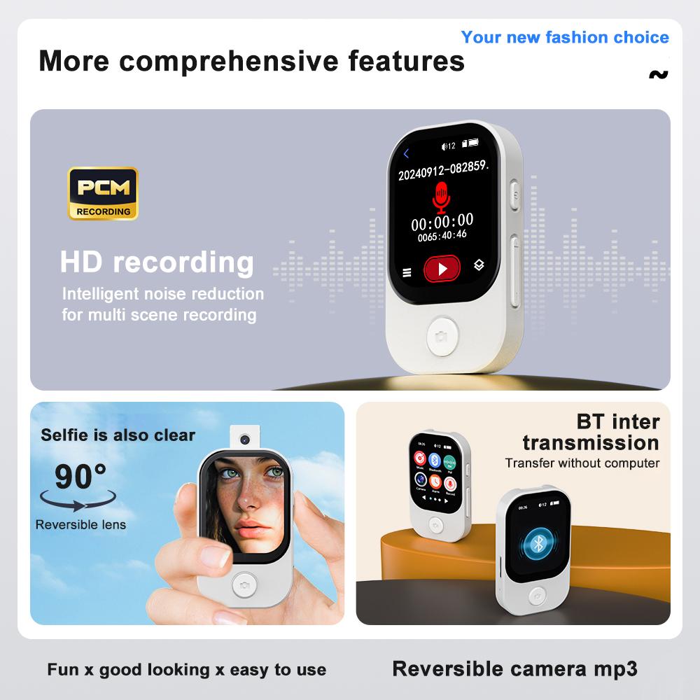 MP3-плеер Bluetooth 5.4 Walkman Hi-Fi звук MP3-плеер Камера Спортивный Walkman с FM-радио Записью Сделать снимок