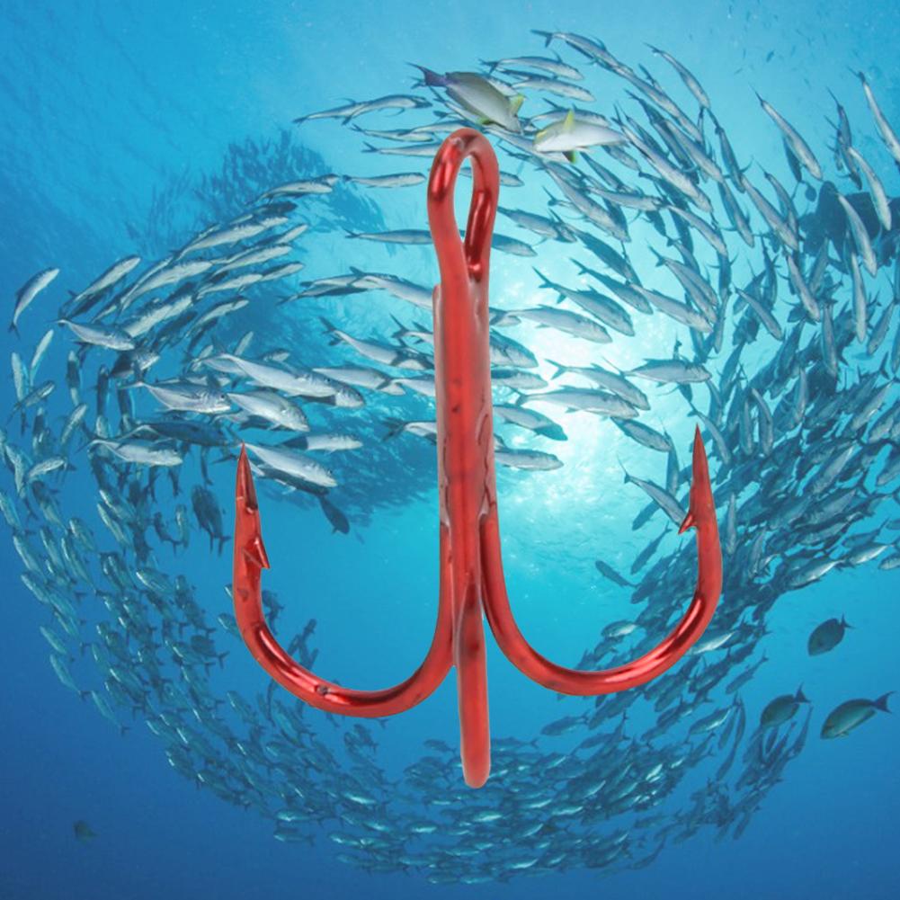 100 шт. Красные тройные крючки Высокоуглеродистая сталь Рыболовный крючок Крючок Рыболовные аксессуары 10#