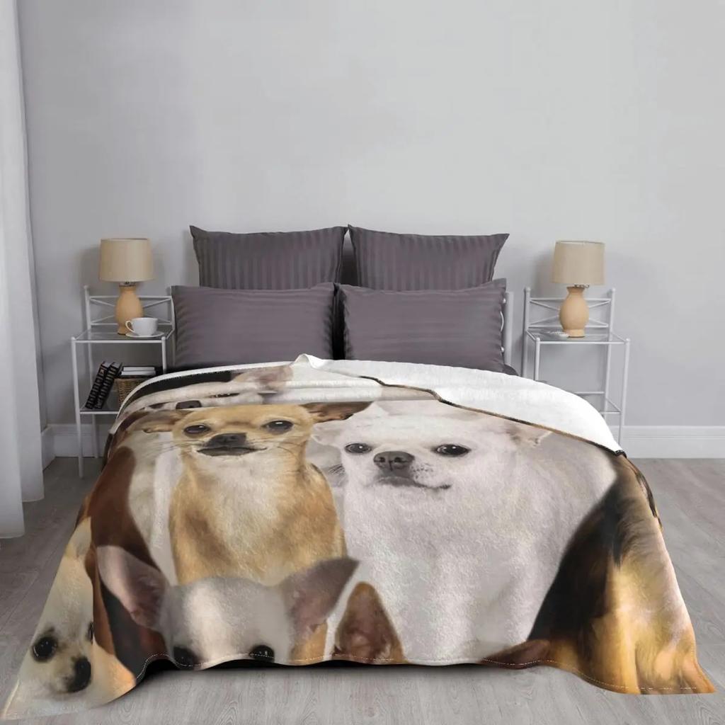 Шерстяные одеяла для собак чихуахуа, милые креативные пледы с животными из мультфильмов для дома, кусок ковра 200x150 см