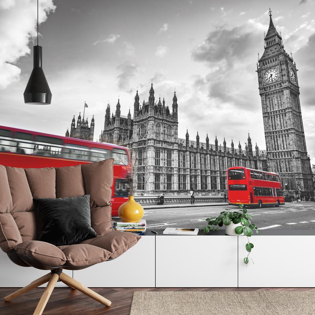 Фотообои Лондон Черно-Белые Флизелин 104х70,5