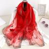 Luxury Wool Blend Silk Scarf: High-End Embroidered Begonia Design Shawl for Women
