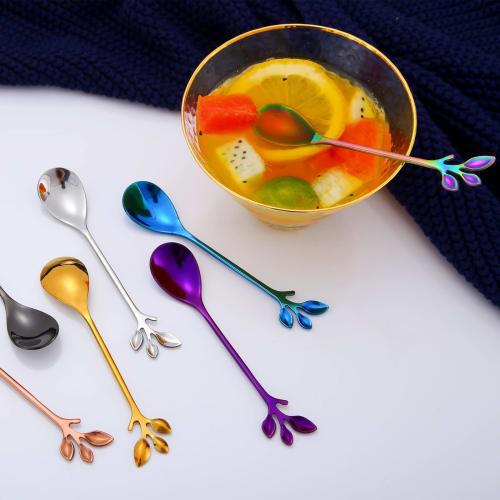 Easytoti Teaspoon, Coffee Spoon, and Dessert Spoon Set of 5, 12.5cm, Cute and Stylish, 18-8 Stainless Steel with a Mirror Finish and Gold
