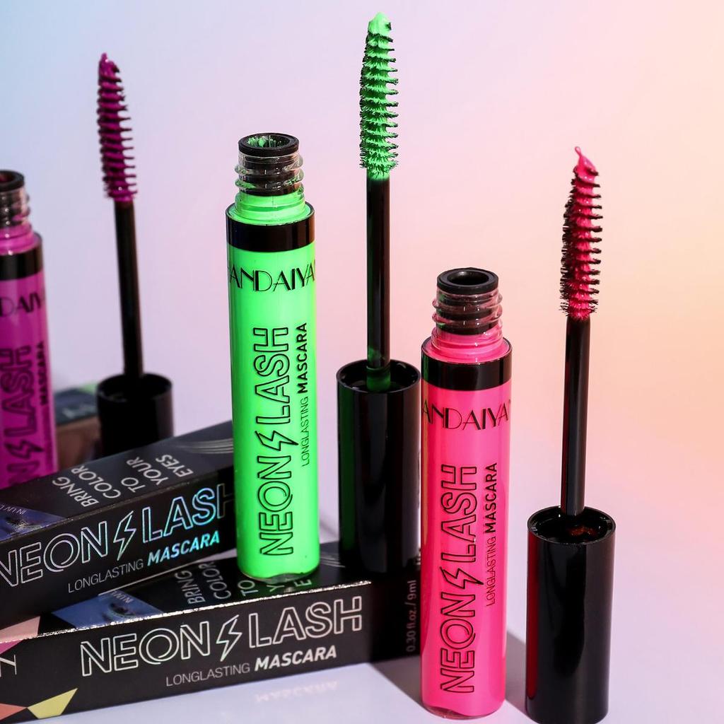 Флуоресцентная тушь для ресниц Безвредная, расширенная, водонепроницаемая, долговечная, не размазывается, подходит для фестивальных вечеринок