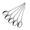 YFWOOD 5-Piece Stainless Steel Dinner Spoon Set, 20.8cm, Korean Style, Long, Dishwasher Safe, Ideal for Bibimbap, Soup, Curry, Ramen, Salad, and Lunch