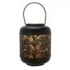 Country Living Black Metal Leaf Lantern with Gold Inside - 26cm Tall