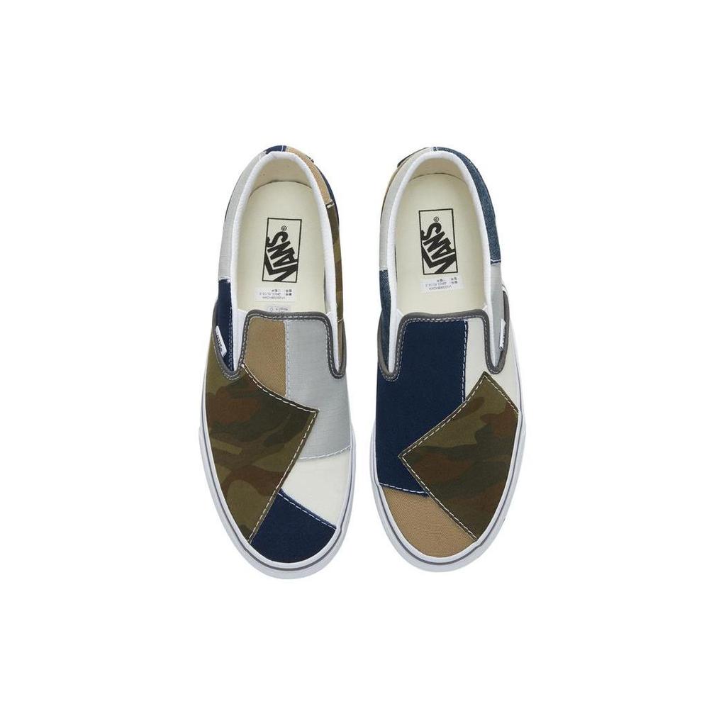 Vans Классические слипоны в стиле пэчворк с камуфляжным принтом унисекс, зеленые VN0000SHCMA