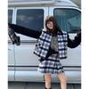 Корейский стиль Короткое шерстяное клетчатое короткое пальто для женщин Осень и зима Повседневный