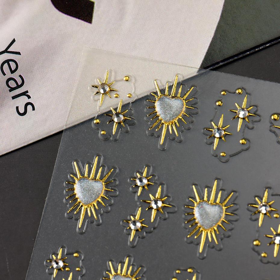 2 pcs Shiny Crystal Stars Adhesive Nail Decals Golden Starlight Stickers for Nails Halloween Thanksgiving Nail Art Accesso
