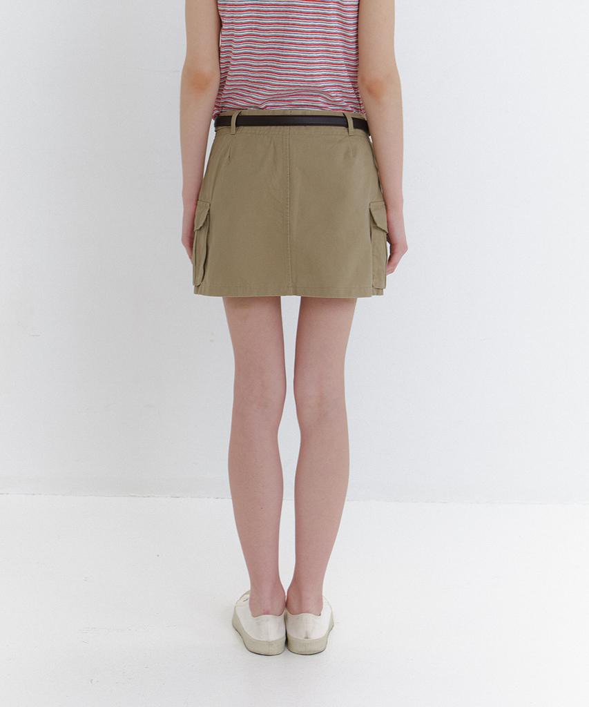Laminez Pocket Cargo Skirt - Beige