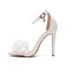 Сандалии женские на высоком каблуке с открытым носком, белые, свадебные банкетные туфли, каблук 7 см, мелкий вырез, с цветком, 43 Zapatos De Mujer