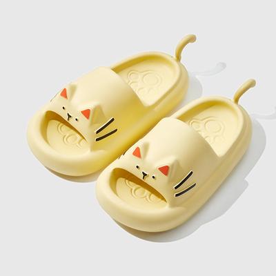 Милые повседневные тапочки с рисунком для женщин, летняя верхняя одежда 2024 года, новый тип, однорядная толстая подошва, прочные домашние нескользящие тапочки