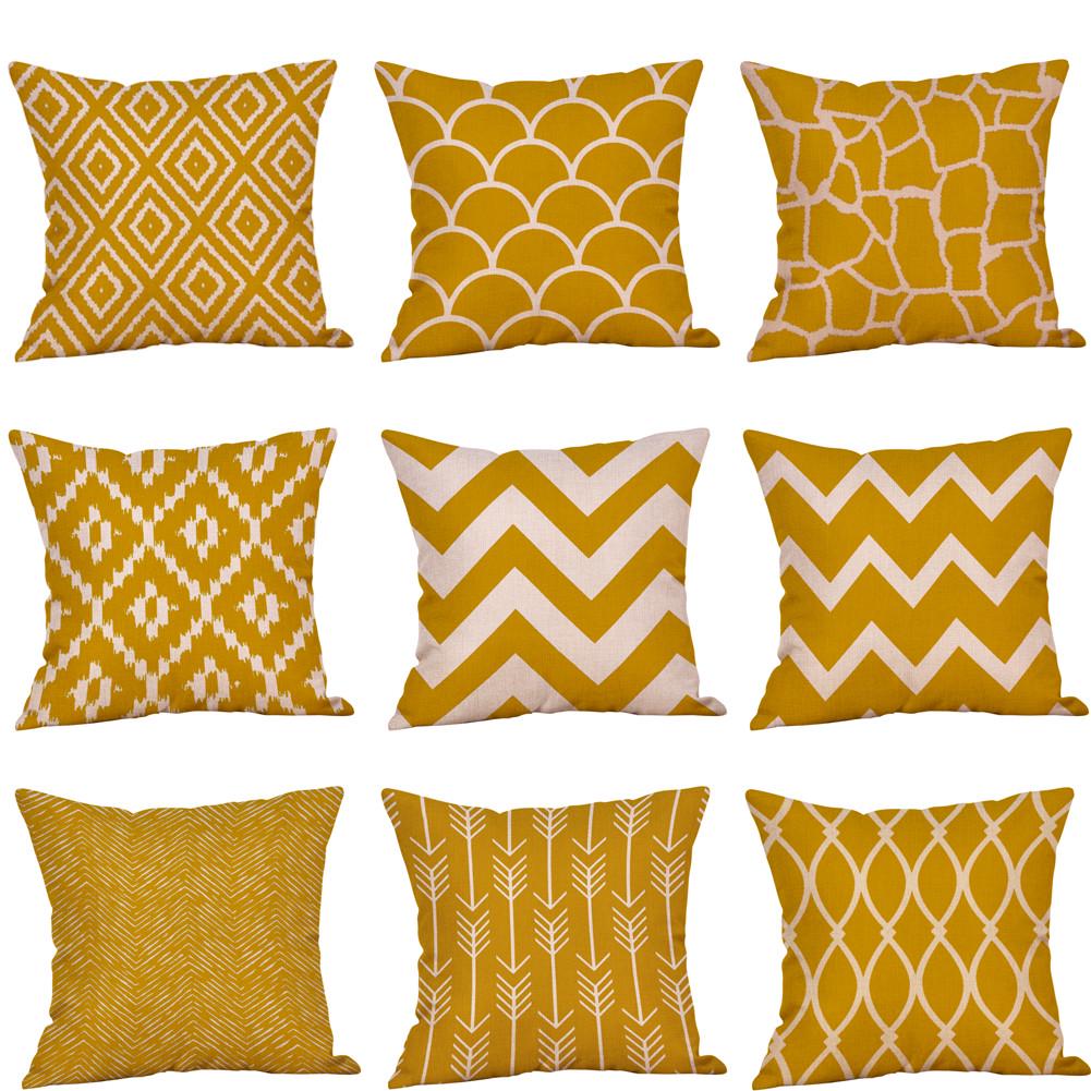 Горчичная наволочка Желтая Геометрическая Осенняя Наволочка Декоративная