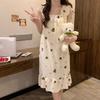 Cloud cotton pajamas girl summer sweet princess style with chest pad suspender medium length loose nightdress loungewear outside