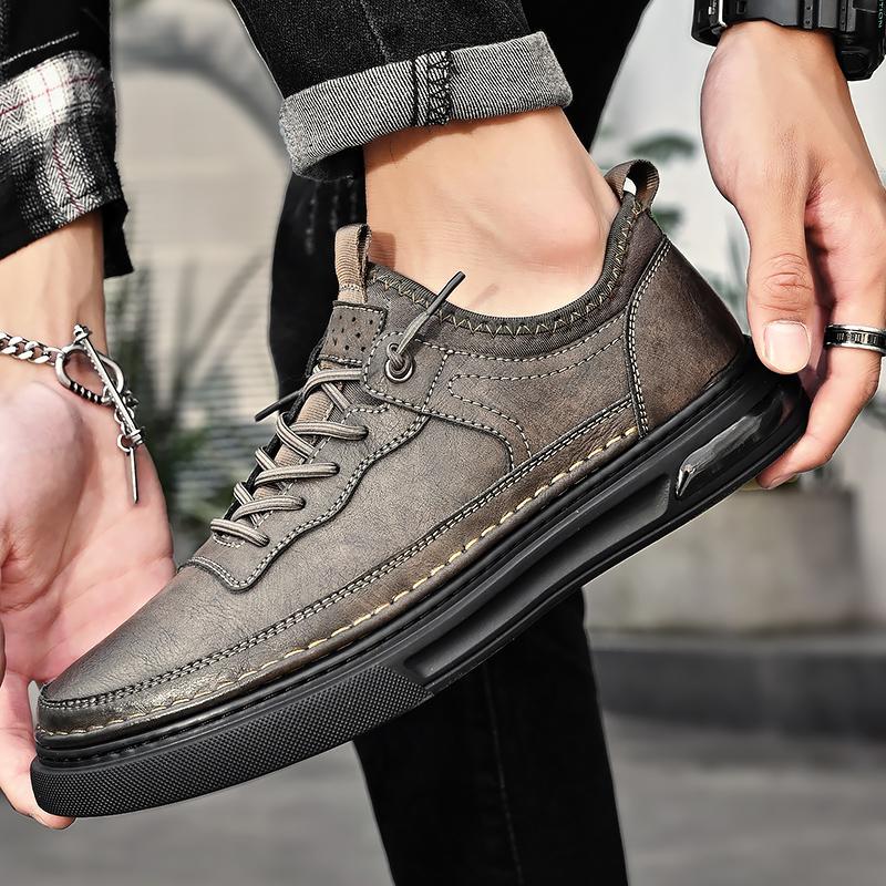 Кроссовки, мужская рабочая обувь, осень 2024, новая роскошная кожаная обувь высокого качества, классическая спортивная мужская обувь на шнуровке на открытом воздухе