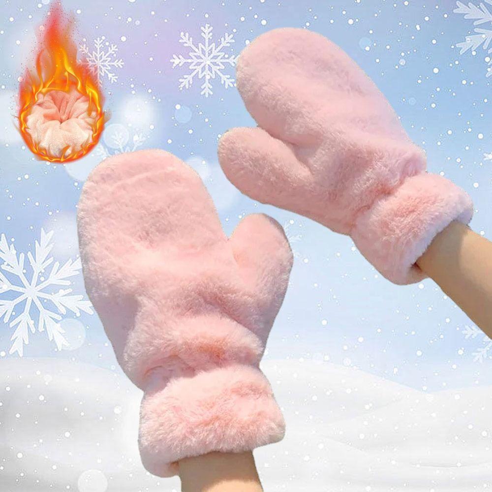 Мягкие пушистые меховые теплые перчатки, ветрозащитные зимние грелки для рук, подарки, зимние варежки для девочек