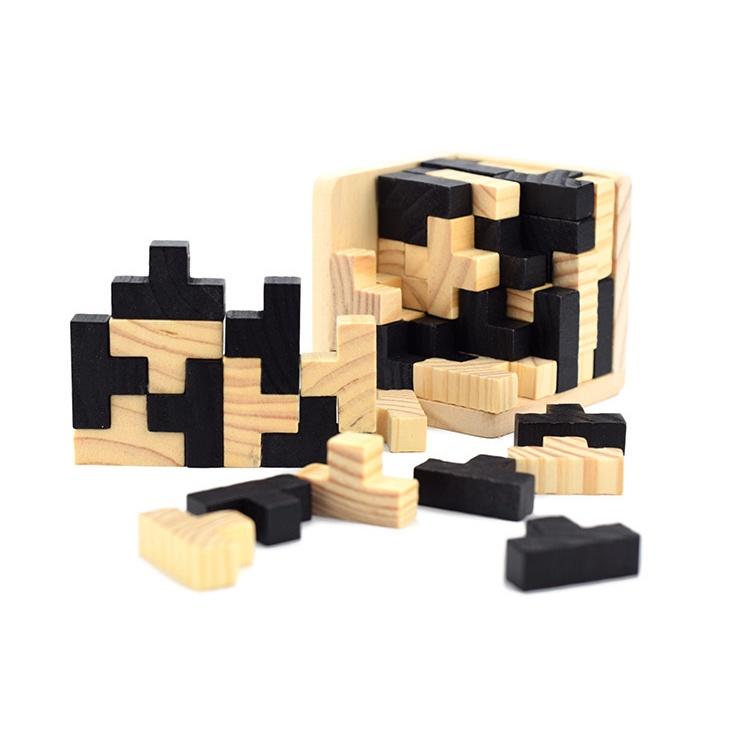 3D Cube Puzzle Luban Interlocking Creative Educational Wooden Toy Brain IQ Mind Early Learning Game Gift For Children Letter 54T