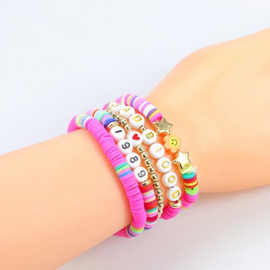 5 шт./компл. эластичный браслет с надписью «Singer Lover» из полимерной глины, браслет с бусинами, летний пляжный богемный многослойный браслет дружбы