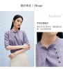 [Chinese style dark pattern jacquard] Spring and summer stand up collar buckle new Chinese heavyweight mulberry silk short sleeved shirt for women