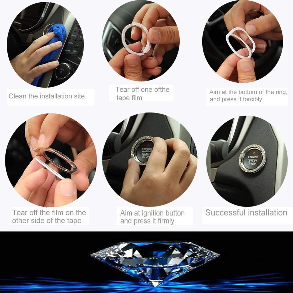 Bling Car Crystal Rhinestone Ring Emblem Sticker Car Interior Decoration Bling Car Accessories for