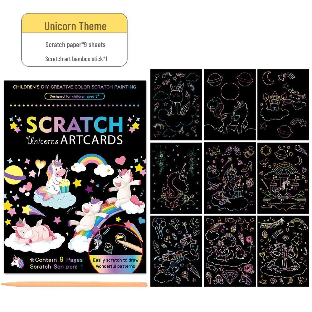 Набор для творчества 'Scratch Art' с рисунками животных для детей - Креативные принадлежности для граффити с ослепительными цветами