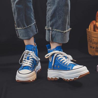 Модные высокие парусиновые туфли для женщин 2024 года, новые толстые подошвы, увеличивающие рост, в стиле ретро, простые повседневные вулканизированные туфли Zapatos De Mujer