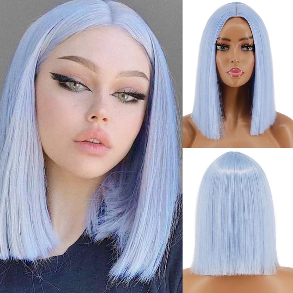 MISS WIG Short Straight Orange Wig With Bangs Synthetic Fiber Wig African American White Female Cosplay/Party/Daily Wig