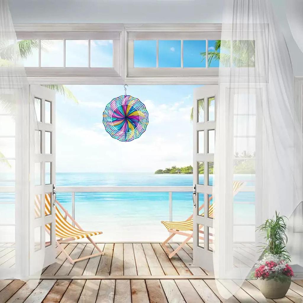 Handcrafted 3D Metal Wind Chime Mandala Floral Birds Design Outdoor Garden Patio Balcony Decor No Electricity Needed Weather Resistant