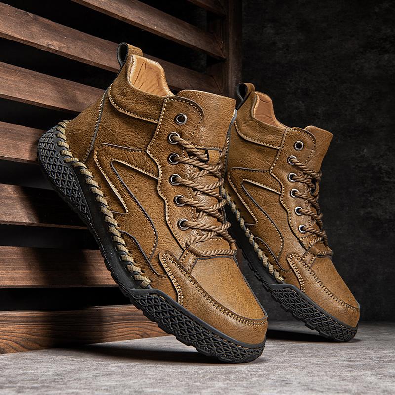 Сапоги из спилковой кожи ручной работы, мужская обувь, удобные ботильоны для мужчин, повседневная обувь, обувь для работы на открытом воздухе