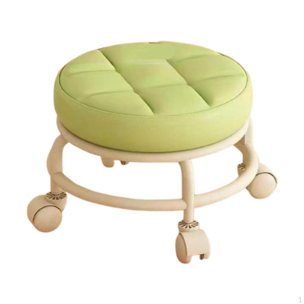 Low Roller Seat Rolling Stool Modern Sturdy PU Leather with Swivel Caster for Garage Porch