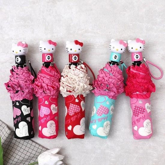 Hello Kitty Heart Frill 3-stage Automatic Umbrella, a Popular Character In Korea