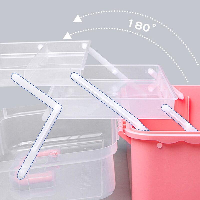 Three-layer Transparent Plastic Craft Storage Box, Sewing Storage Box, Folding Tool Box, Art Student Miscellaneous Storage Box