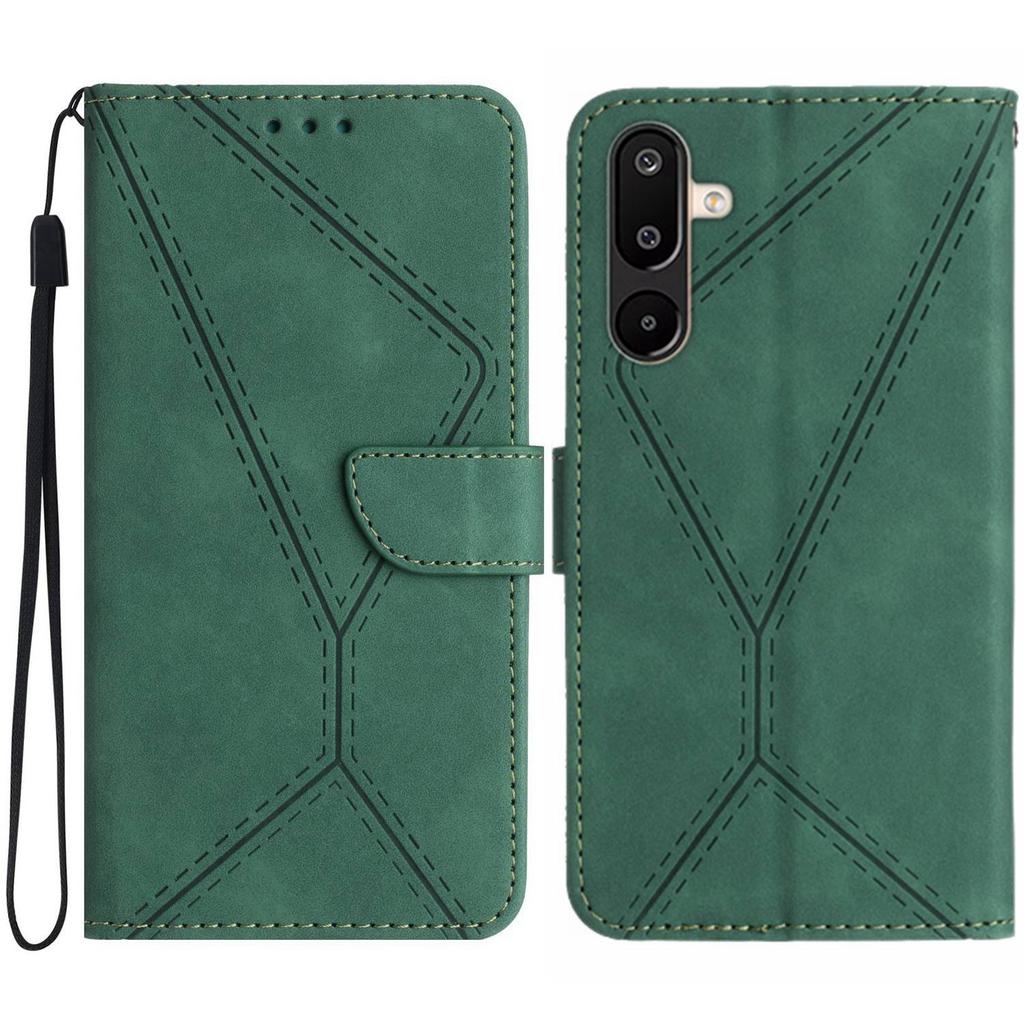 For Samsung Galaxy M36 5G Case Skin Touch Lines Imprinted PU Leather Flip Phone Cover