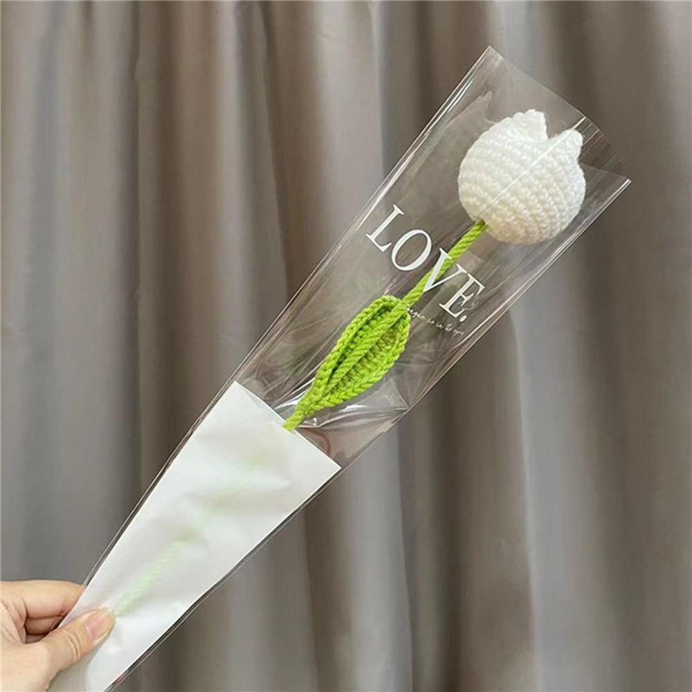 Cotton Knitting Flower Tulips Hand-Knitted Simulation Flower Fashion Flower Bouquet Home