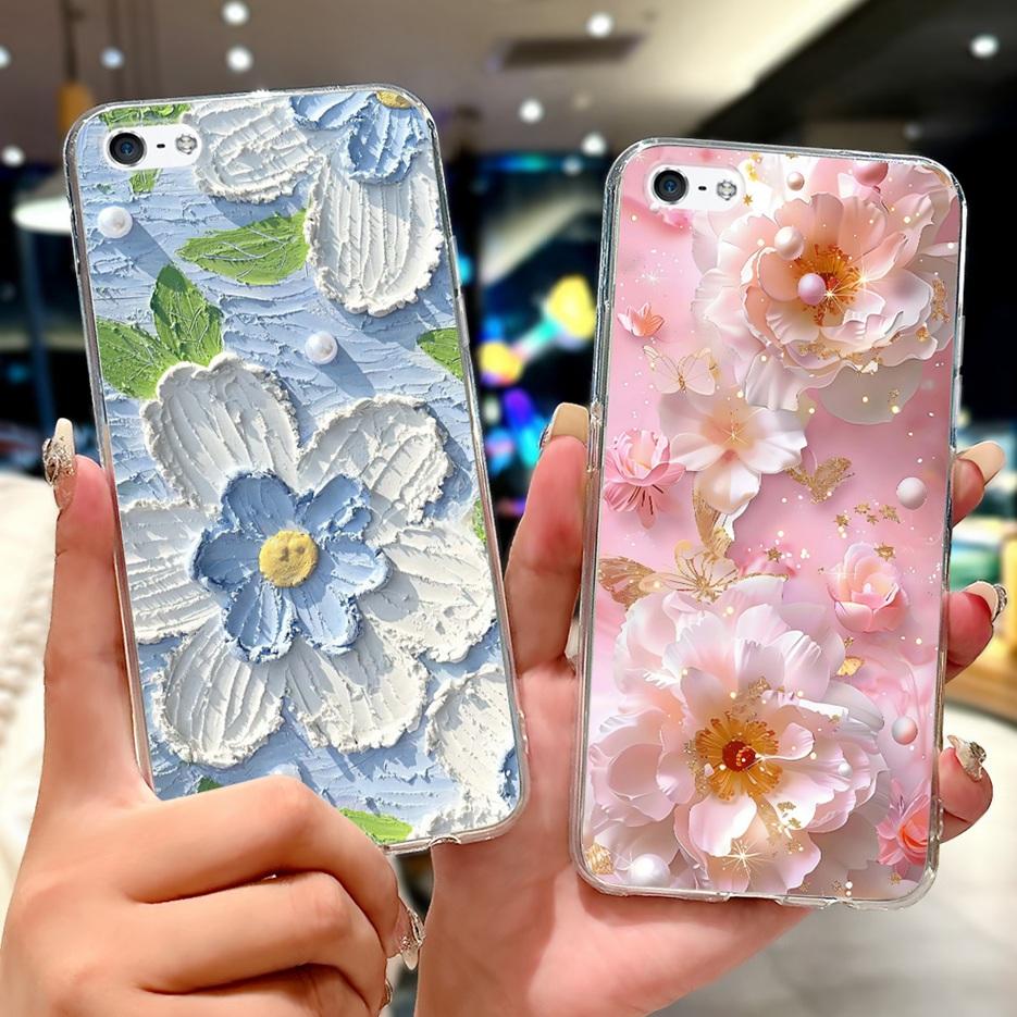Для Apple iPhone 5 5S Чехол iPhoneSE Роскошный Чехол с Рисунком Цветов Мягкий Силиконовый Чехол для Телефона Для iPhone SE 2020 2022 iPhone5 Fundas
