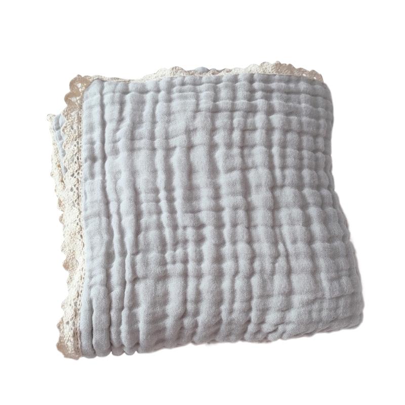 Безопасное и удобное одеяло для новорожденных, хлопковое марлевое одеяло с нежной кружевной отделкой, одеяло-пеленка для младенцев