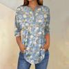 Женские топы с рукавами 3/4, летние футболки с цветочным принтом и V-образным вырезом, повседневные базовые футболки с пуговицами, туники