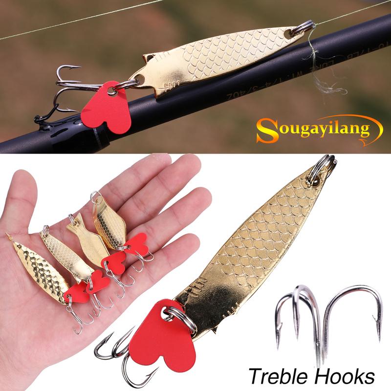 Рыболовные приманки Металлические спиннинговые рыболовные приманки 4 шт. Золотые приманки для морской рыбалки на открытом воздухе, окуня