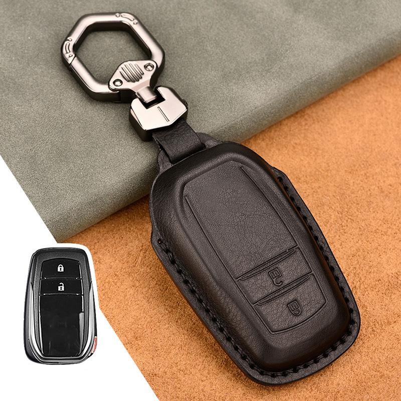 Leather Car Key Case Cover Fob for Toyota Chr C-hr Land Cruiser 200 Avensis Auris Corolla Smart Keychain Shell Accessories Ring
