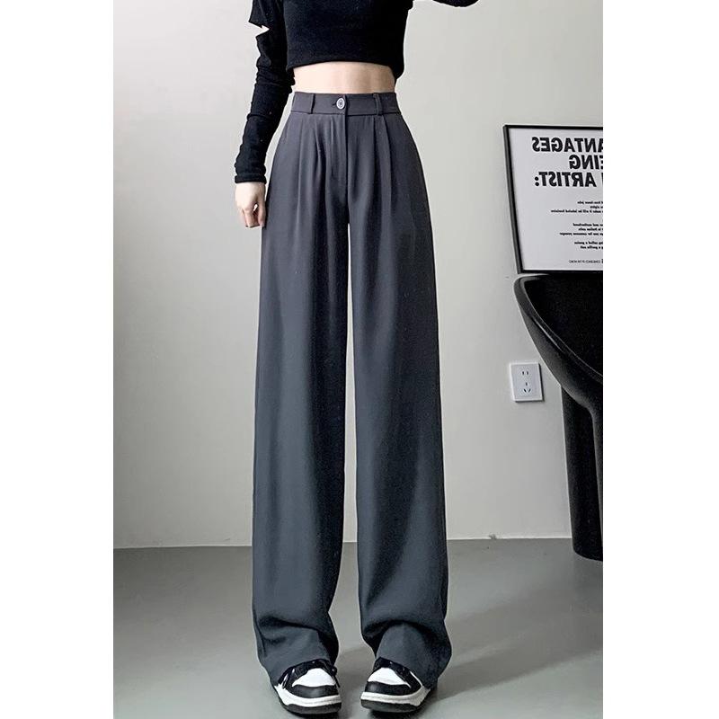 Повседневные брюки женские летние новые узкие высококачественные свободные прямые драпированные широкие брюки