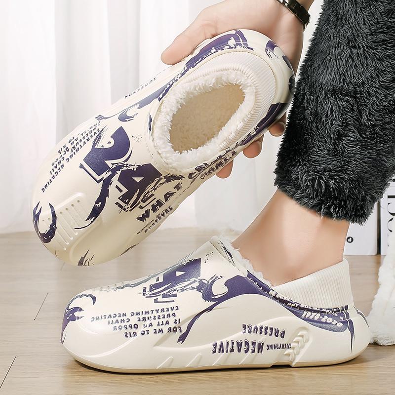 Мужские тапочки Зимняя обувь Новинка 2025 Сохраняют тепло Плюшевые ЭВА Водонепроницаемые Нескользящие Для дома Улицы Прогулочные Повседневная обувь Унисекс Мужчины Женщины