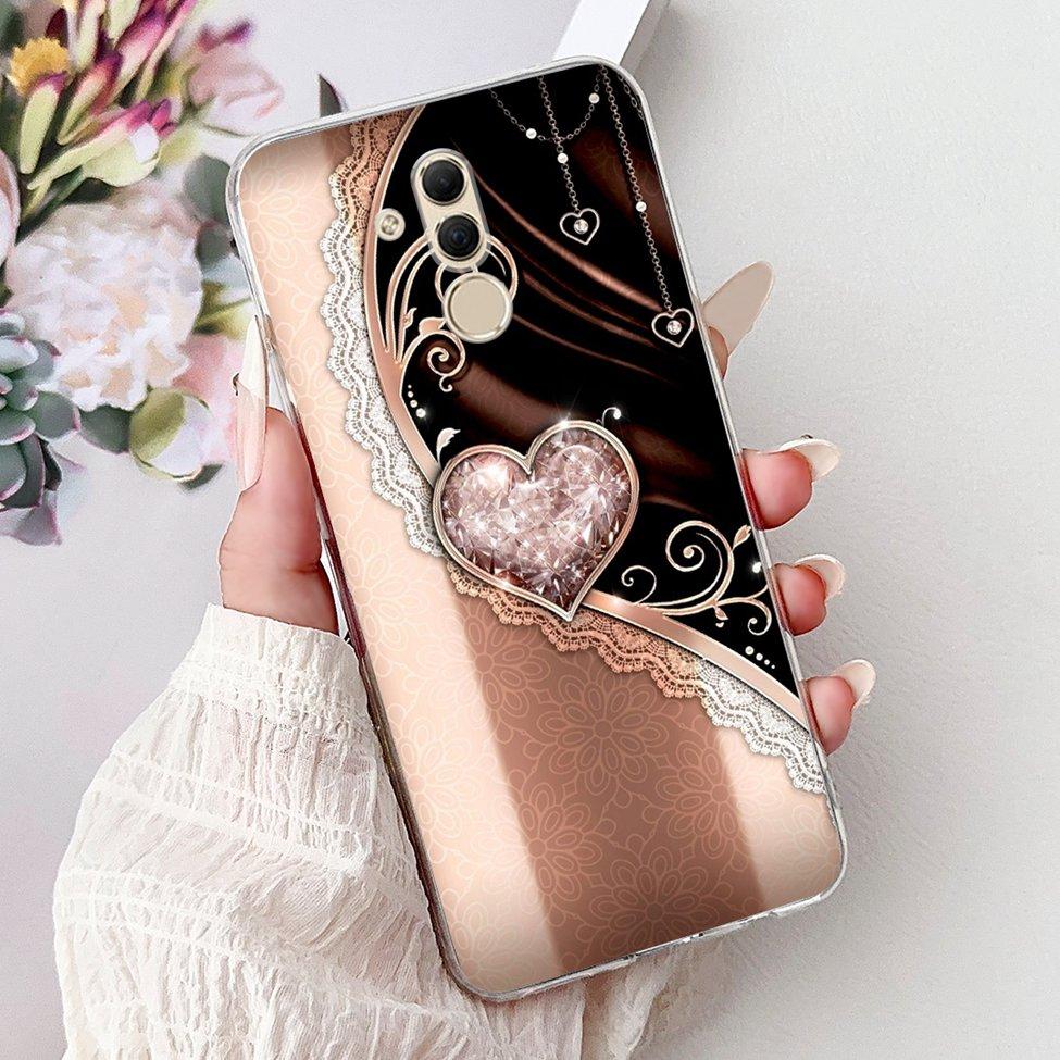 Clear For Huawei Mate 20Lite SNE-LX3 INE-LX2 Back Cover For Huawei Mate 20 Lite Case Cute Cartoon Cat Luxury Flowers Funny Funda