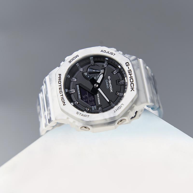 Casio Серия «Снежный камуфляж» Сменный ремешок Водонепроницаемые и ударопрочные Спортивные часы Кварцевый механизм Пластиковый ремешок Японские и GAE-2100GC-7APR