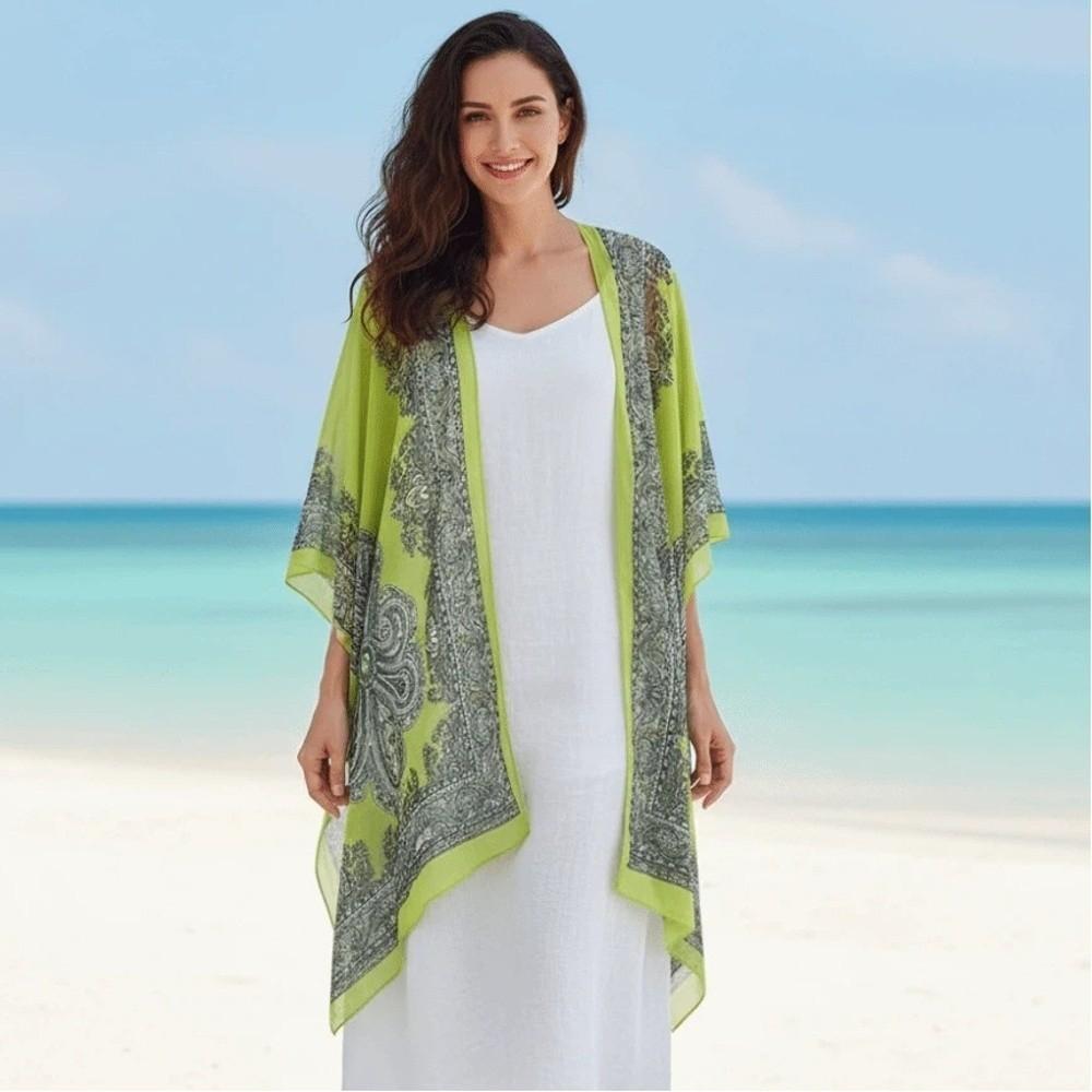 Long Sunscreen Thin Large Scarf Breathable Seaside Vacation Cloak Big Printed Flower Shawl Beach