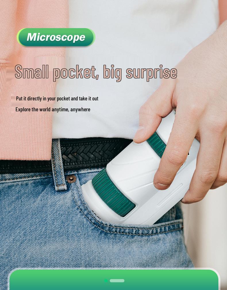 Портативный детский микроскоп, набор для научных экспериментов - развивающая игрушка для учеников начальной и средней школы, для мальчиков и девочек