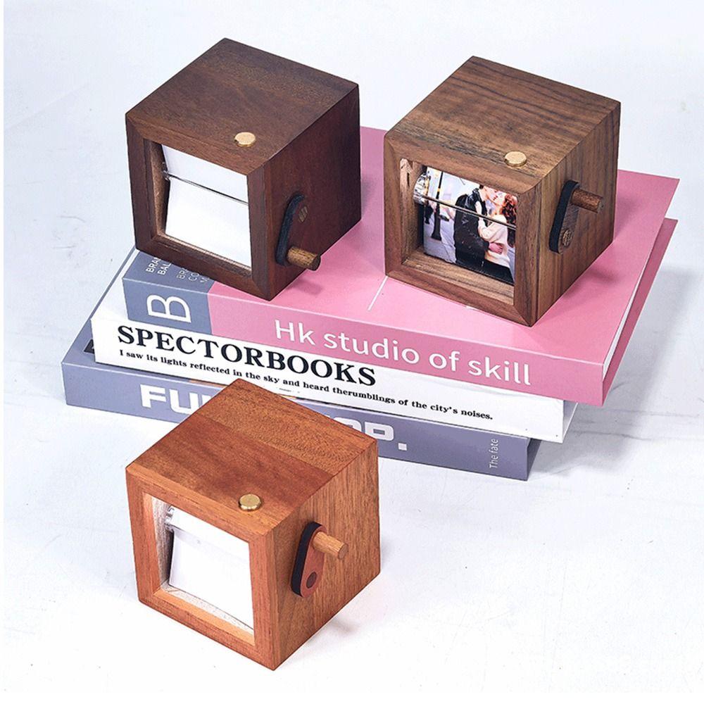 8/16 Photos Hand Crank Photo Flip Book Frame Luminous Wooden Animated Photo Album Valentine's Day