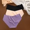 Ice Silk Seamless Panty for Women Deep-V Design One-piece Breathable Mid Rise Sexy Panties Panty