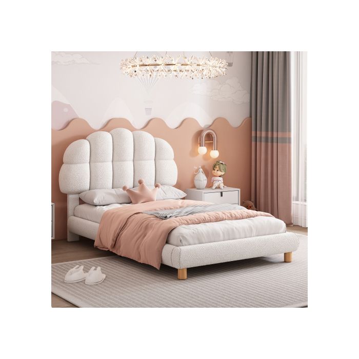 Односпальная кровать - MUVOE - 90x200см - Мягкая - МДФ - Белая