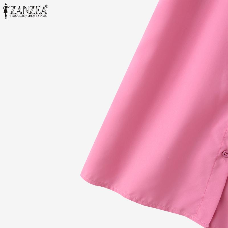 ZANZEA Женская модная свободная рубашка без рукавов с воротником-стойкой и рюшами